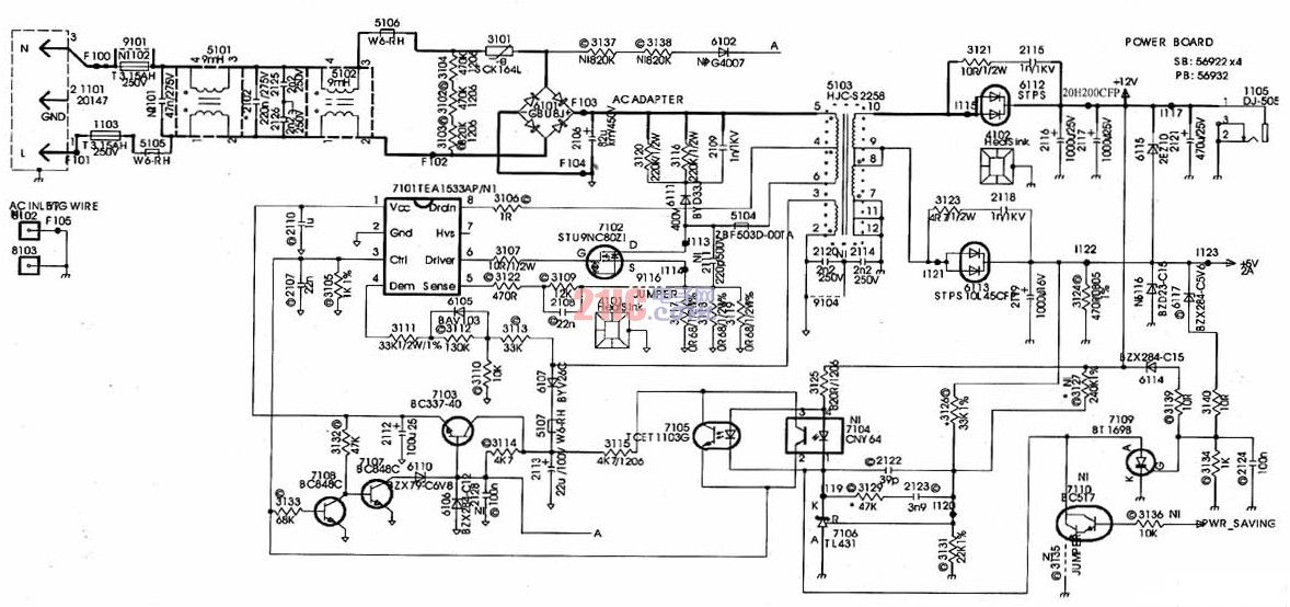 PHILIPS 170B4液晶显示器开关电源电路图