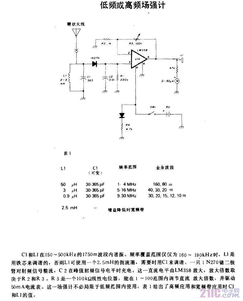低频或高频场强计电路图.gif