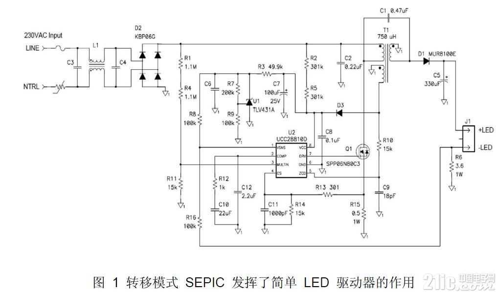 高效驱动LED离线式照明电路设计电路图