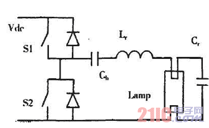 简化了的电子镇流器电路图.gif