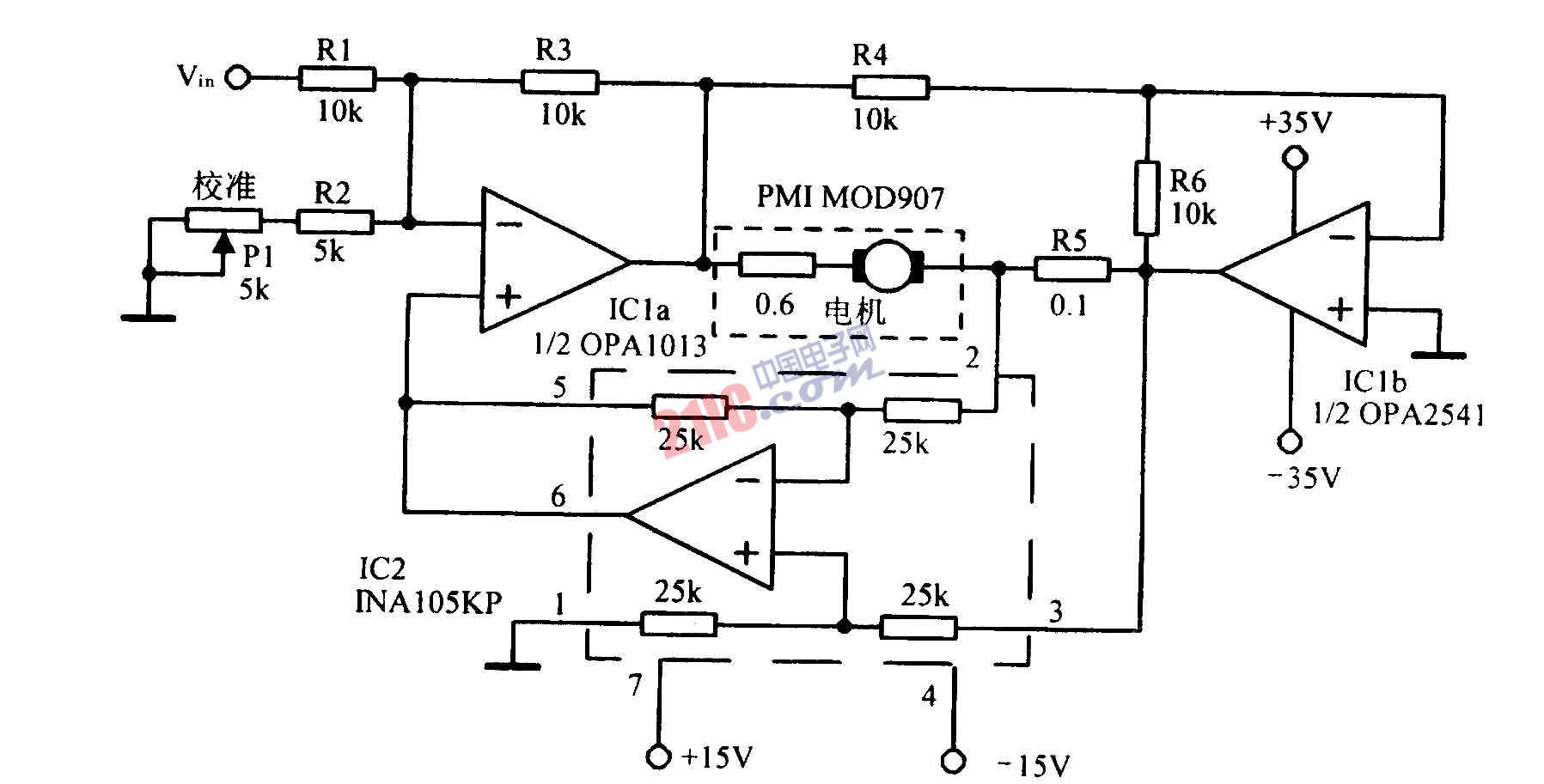 直流电机调速用桥式功放电路图