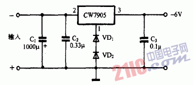 巧用CW7905作-6V输出稳压电源电路图
