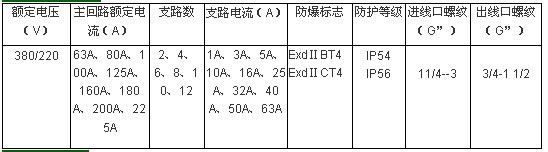 防爆照明动力配电箱参数