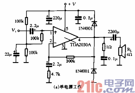 62.TDA2030A的应用电路-单电源工作.gif
