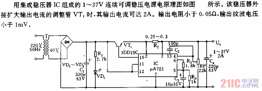 1至37V可调电源电路.gif