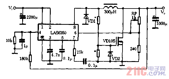 LAS6350与VDMOS组成升压电路图.gif