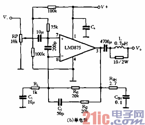 57.LM3875实用电路-单电源.gif