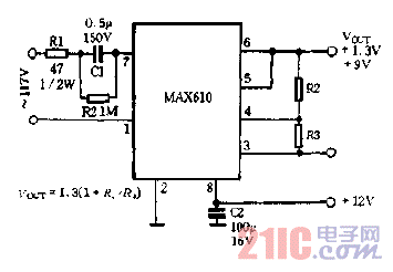 输出电压为1.3V-9V电源电路图.gif