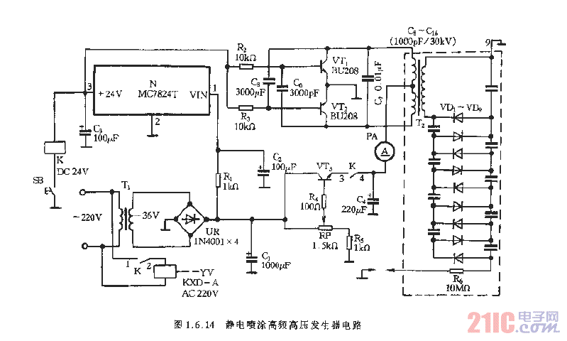 静电喷涂高频高压发生器电路.gif