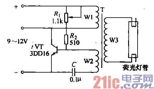 43.直流电点燃荧光灯电路.gif