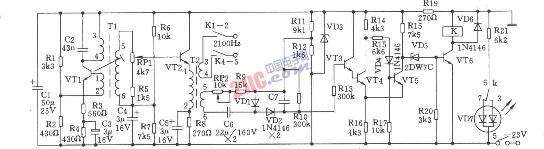 2100Hz信号发生器电路