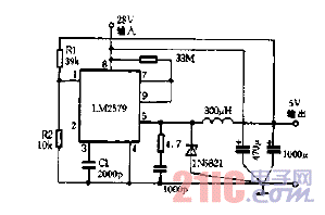 LM2579用作降压的稳压器电路图.gif