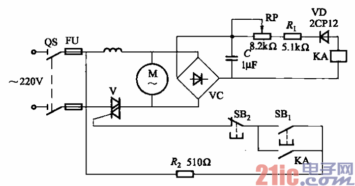 68.单相异步电动机过电流保护电路之一.gif