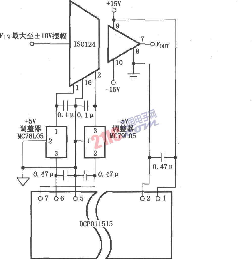 提高电源抑制比(PSR)电路图(ISO124)