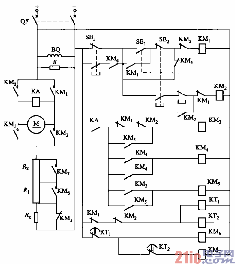 202.直流电动机电枢串接电阻启动反接制动的正反转电路之二.gif