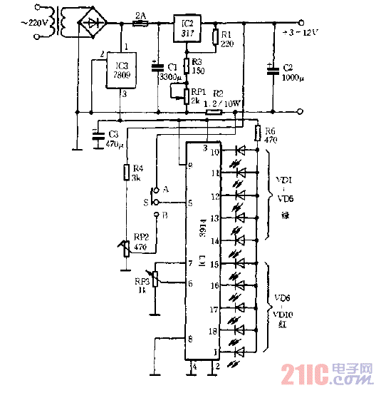 显示输出电压，电流可调电源电路图.gif
