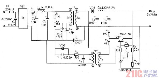 输出5v／0.4a的小功率开关电源电路图.jpg