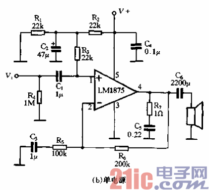 52.LM1875的应用电路-单电源.gif