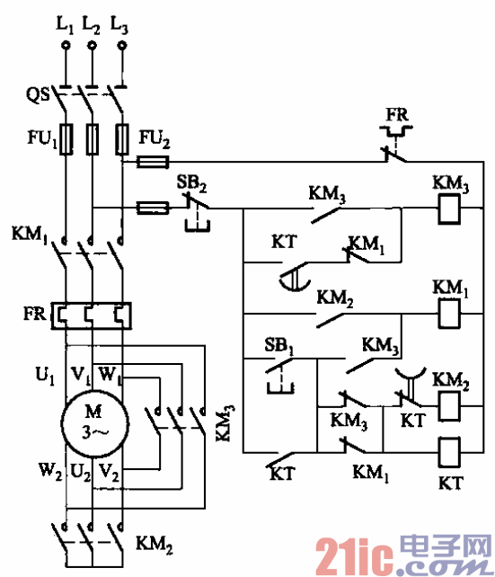 43.带有防止飞弧短路保护功能的Y-△降压启动电路之二.gif