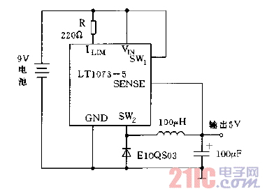 采用LT1073构成的降压电路图.gif