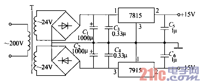 23.正、负直流稳压电源电路.gif
