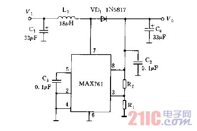 采用MAX761构成的新型开关电源电路图.gif