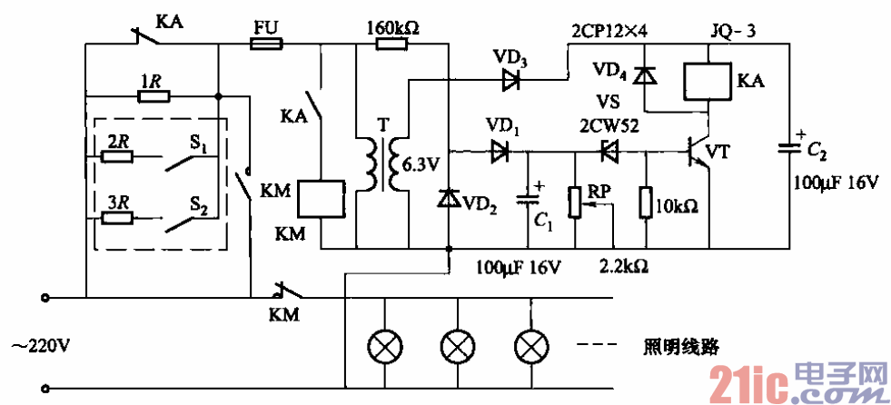 78.采用串切电阻方法的简易交流稳压电源电路.gif