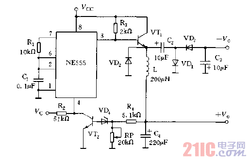 可调双极性降压型稳压电源电路图.gif