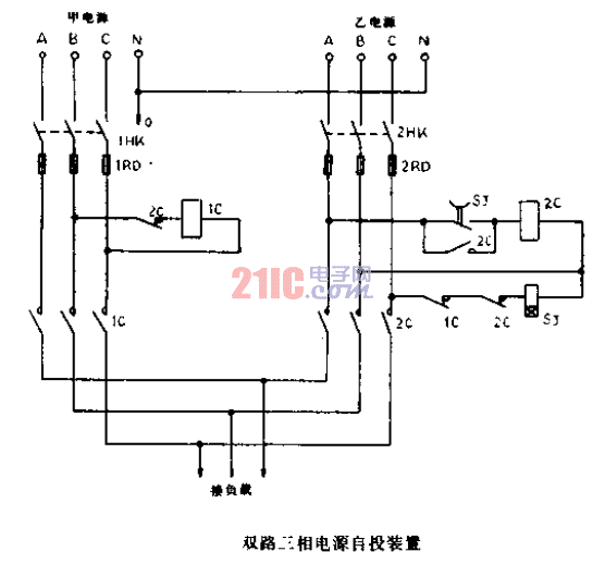 双路三相电源自投装置电路图.gif