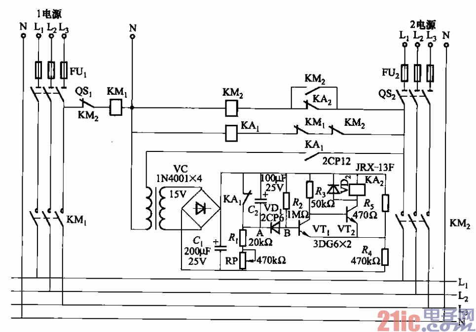 128.双路电源用接触器自投电路之二.gif