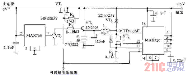 5V 1A的不间断直流稳压电源电路图.gif