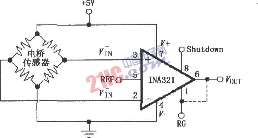INA321／322构成的电阻电桥传感器放大器电路