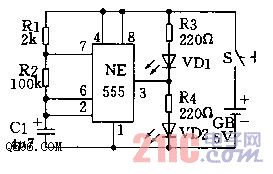 以555电路为核心的闪光电路图.jpg
