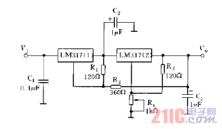 采用LM317构成的高稳定度电源电路图.gif